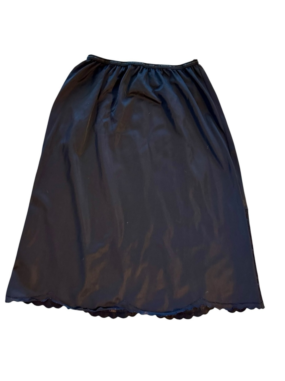 Vtg 60s Black Half Slip Skirt Lace Trim M/L Embroidered 23” - Picture 4 of 5